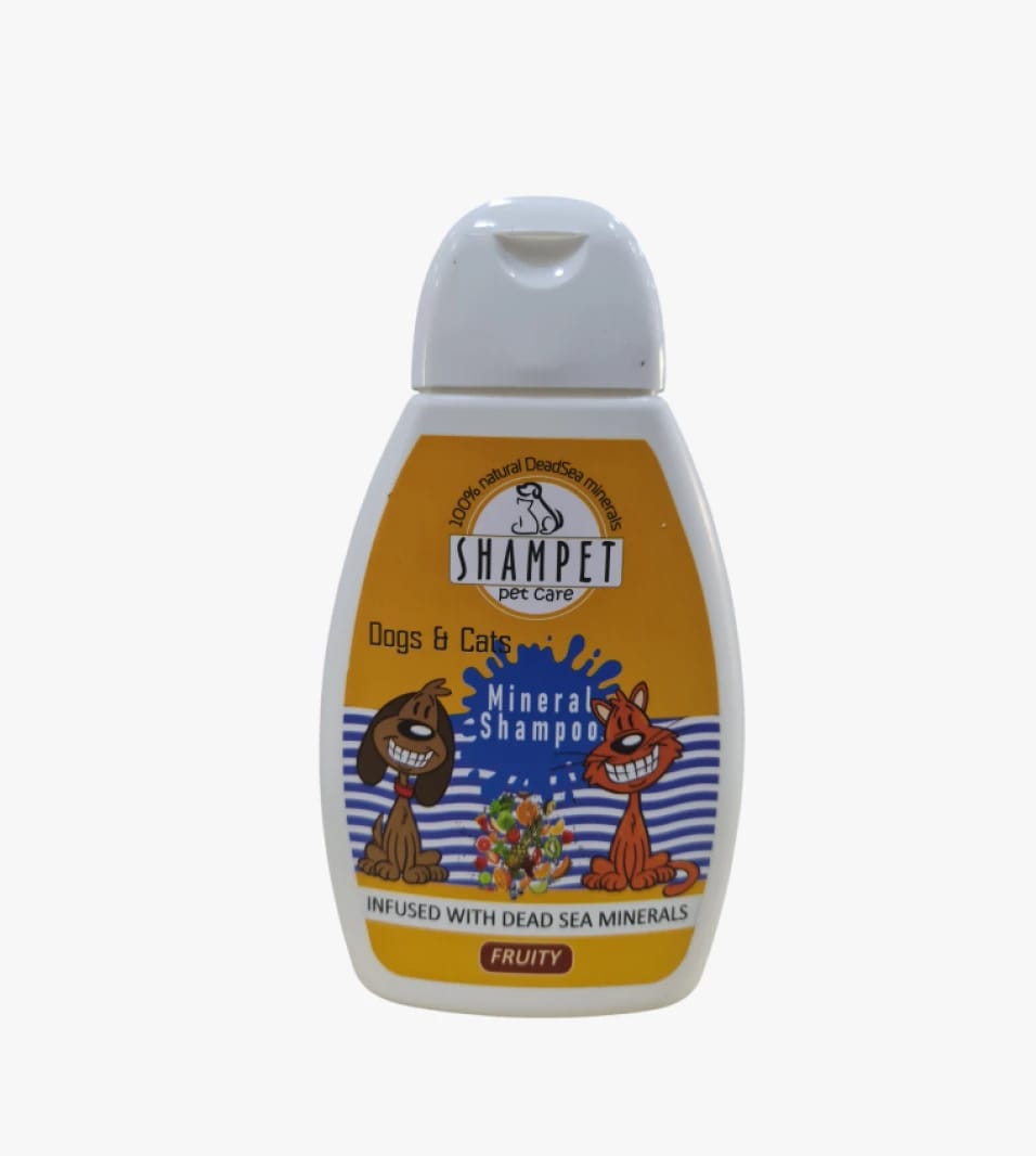 Shampet Pet Care Mineral Shampoo for Dogs & Cats Fruity Scent with Dead Sea Minerals Design