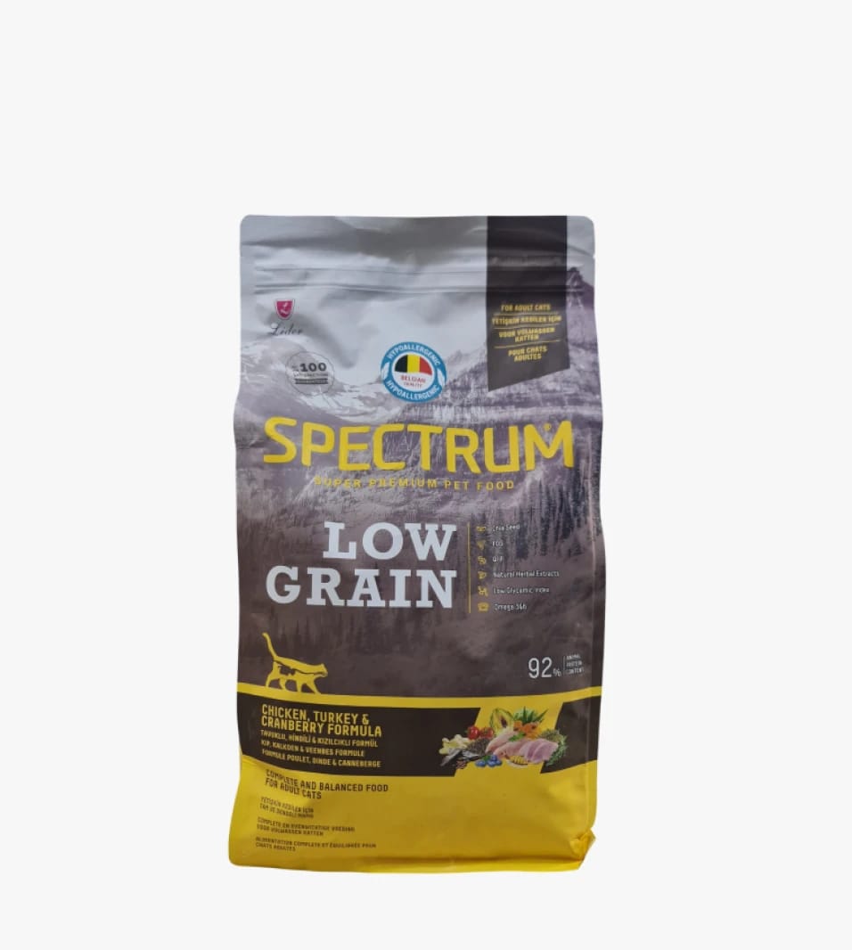Spectrum Low Grain Cat Kibble with Chicken, Turkey, and Cranberry Flavor for Adult Cats