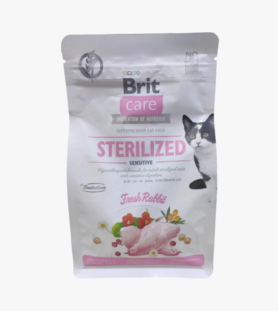 Brit Care Sterilized Sensitive Fresh Rabbit Cat Food Specially Designed for Adult Cat's Digestion