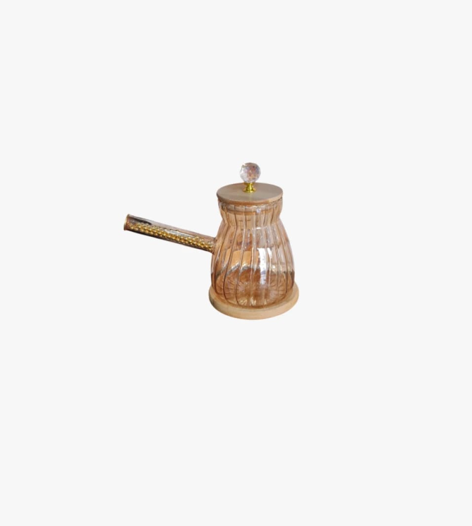 Bohème Glass Kettle with Crystal Knob Lid and Gilded Handle for Tea and Coffee Enthusiasts by Deluxe Glore