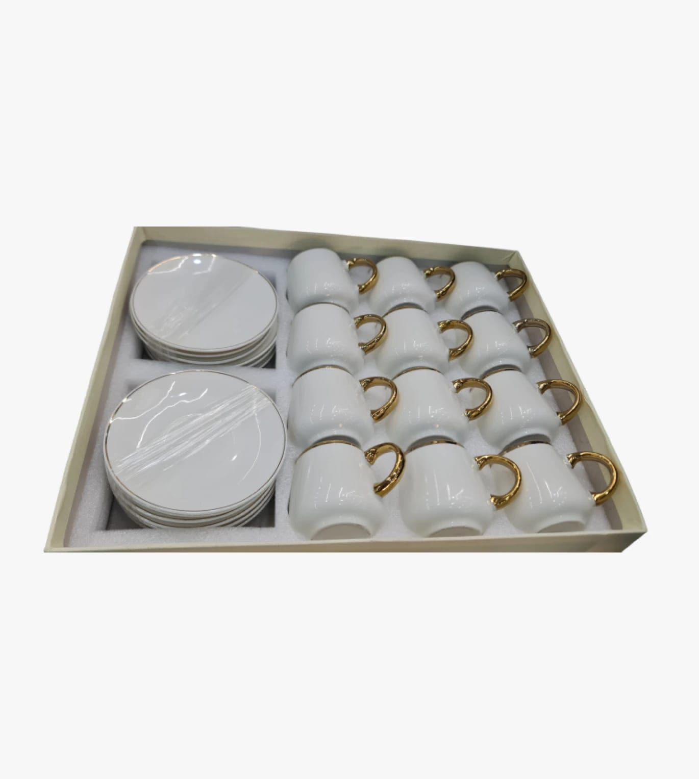 Deluxe Porcelain  Coffee Cup Set with Golden Handles for Discerning Tastes Seeking Elegance