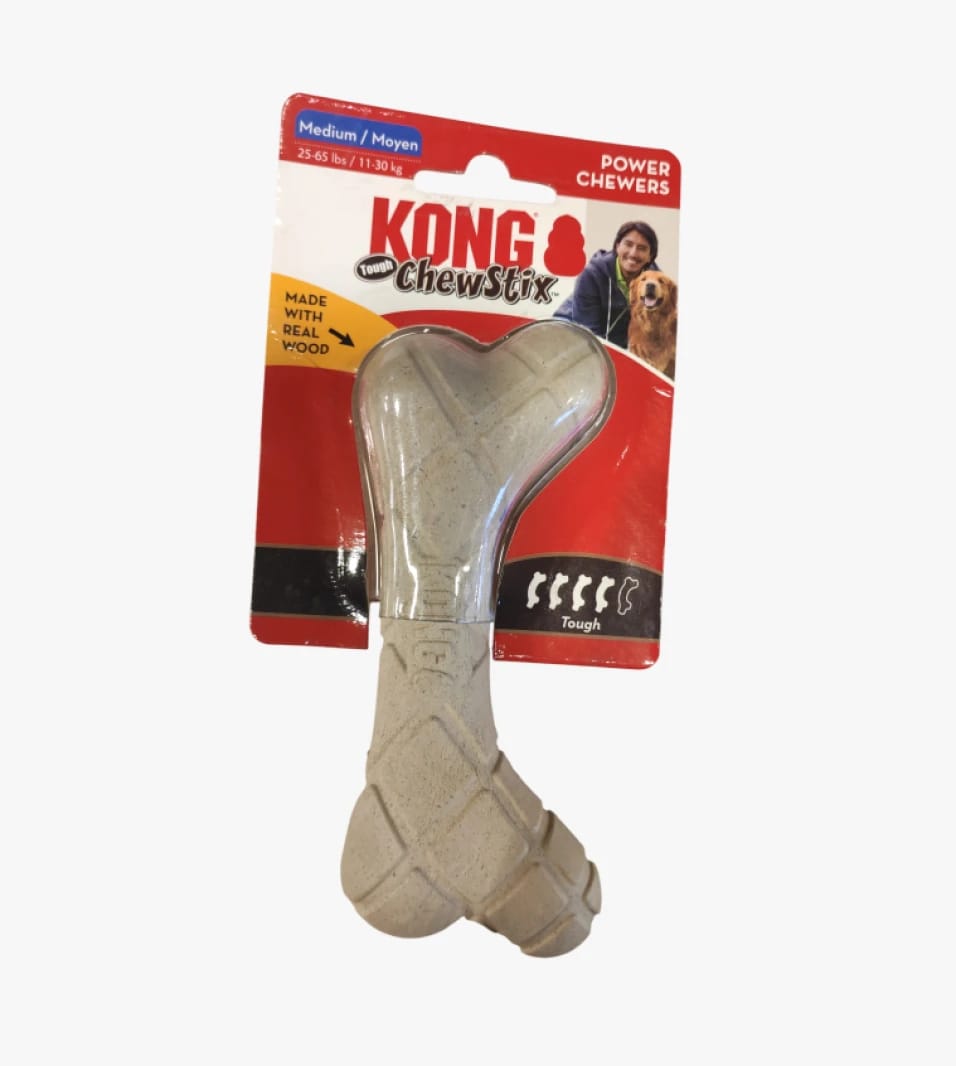 KONG ChewStix Dog Chew Toy for Tough Chewers Made with Real Wood for Medium Strength Dogs