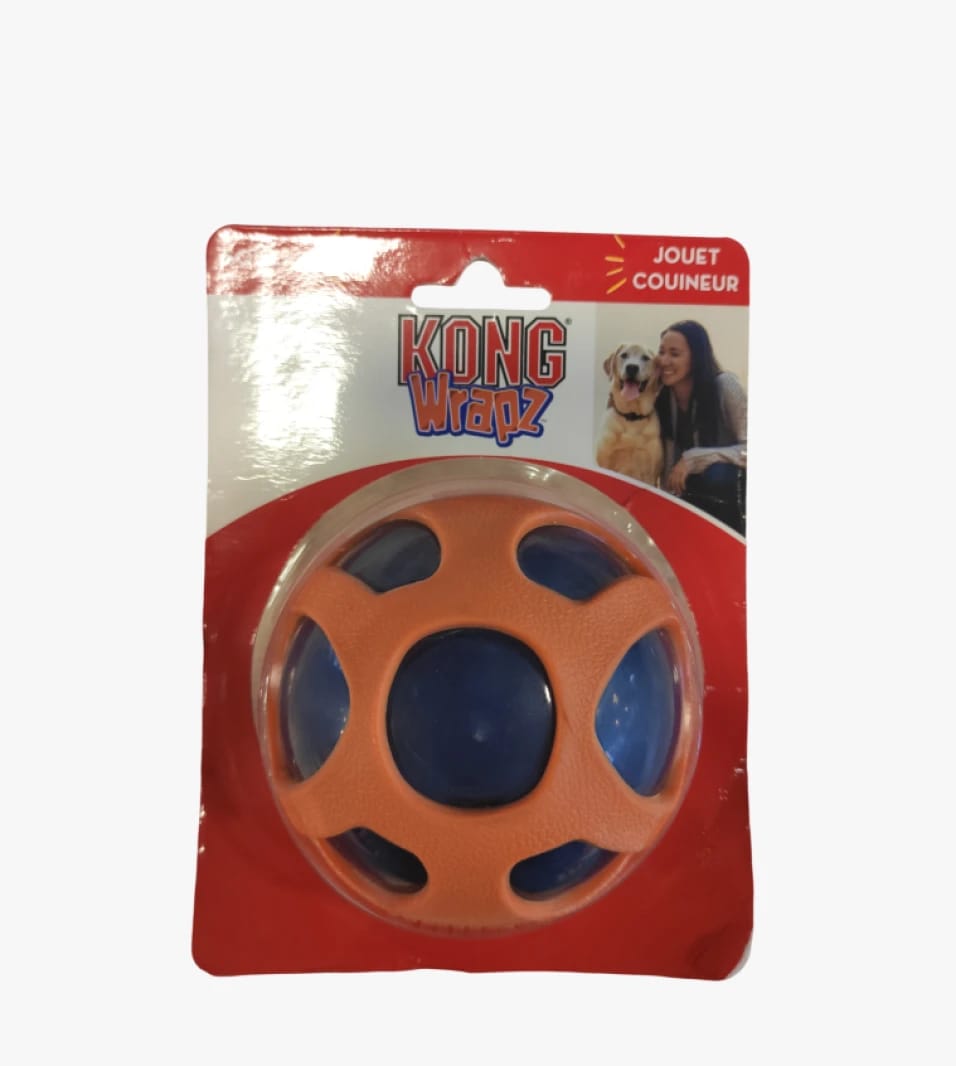 KONG Wrapz Pet Toy, Rubber Ball Designed for Dogs, Fun and Engaging for Chewing and Playing