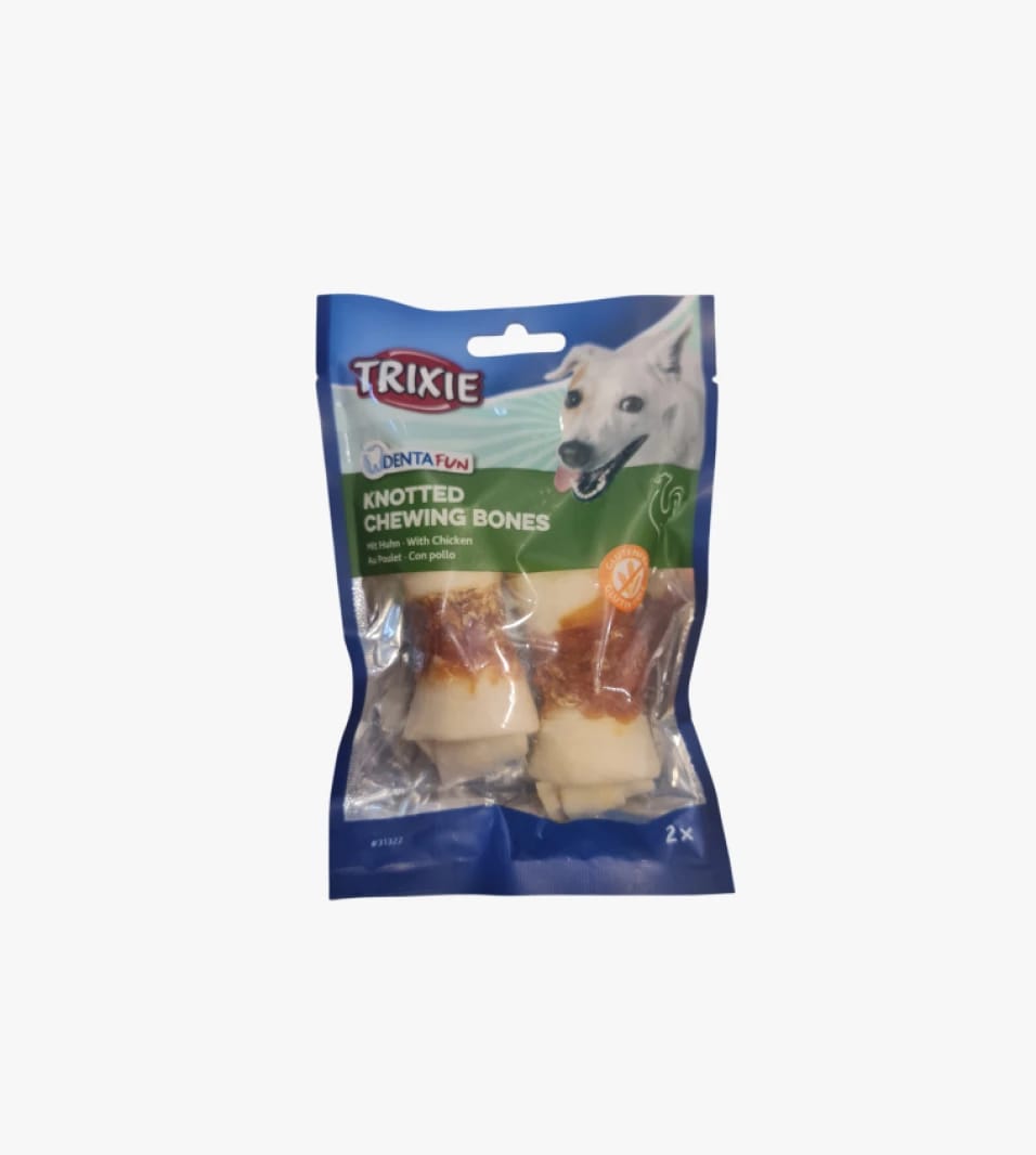 Trixie Denta Fun Knotted Chewing Bones with Chicken for Dogs to Support Oral Health and Dental Care