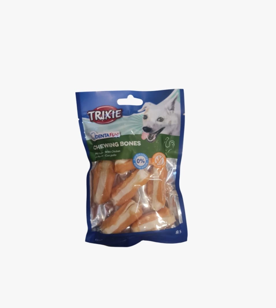 Trixie Denta Fun Chewing Bones with Chicken for Dogs of All Sizes for Dental Health and Oral Care