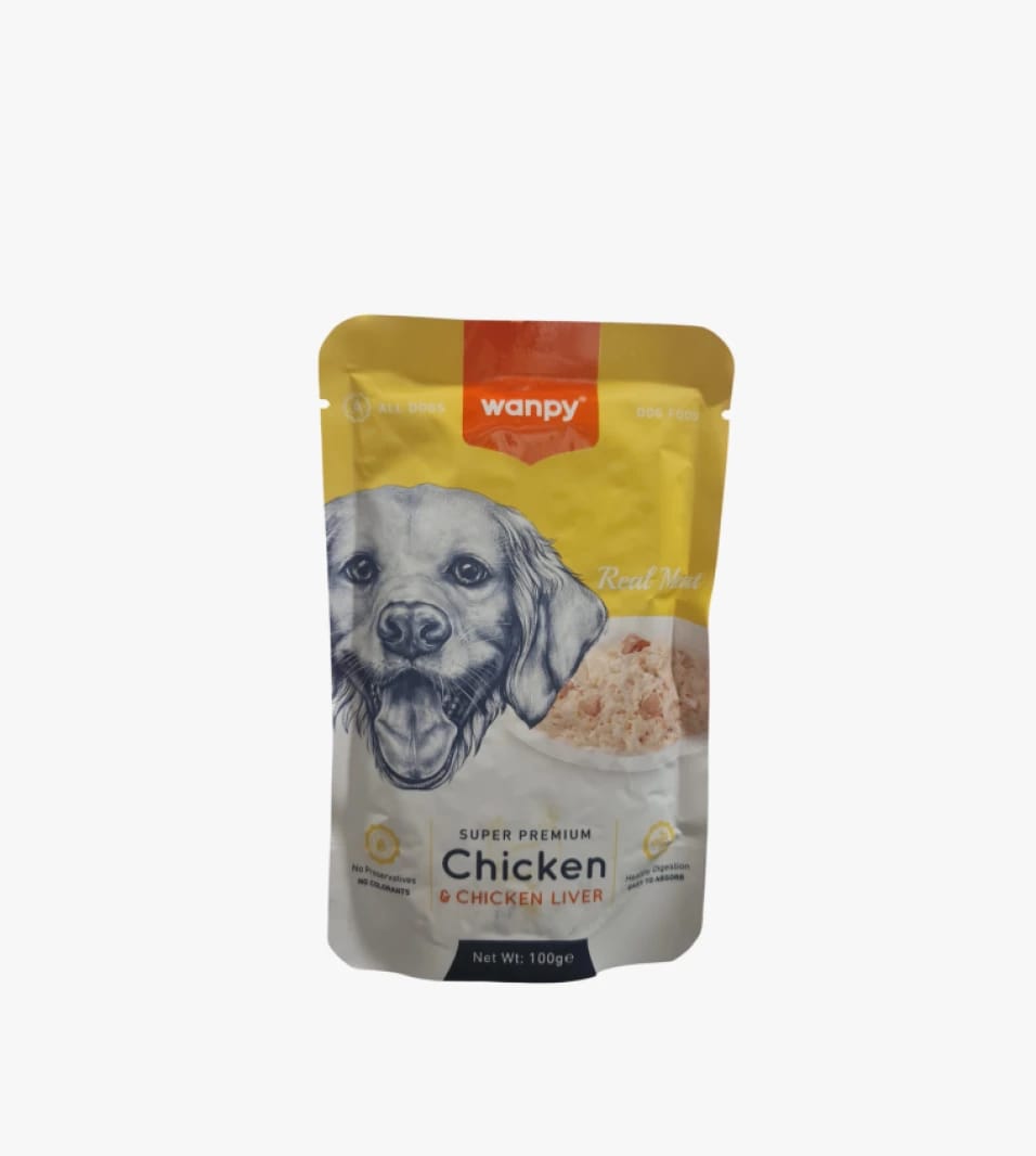 Wanpy Dog Food Chicken and Chicken Liver Super Premium for All Breeds, Nutritious Wet Food