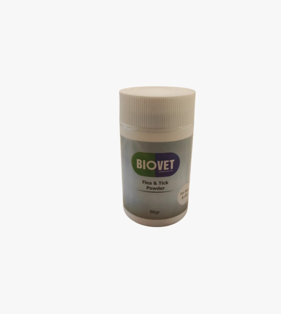 Biovet Flea and Tick Powder for Cats and Dogs, Ectoparasite Protection, Easy to Use for Pet Care and Dermatological Treatment