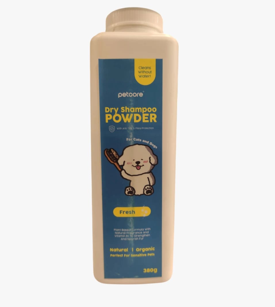 Petoore Dry Shampoo Powder for Cats and Dogs, Natural and Organic Product, Perfect for Sensitive Pet Skin