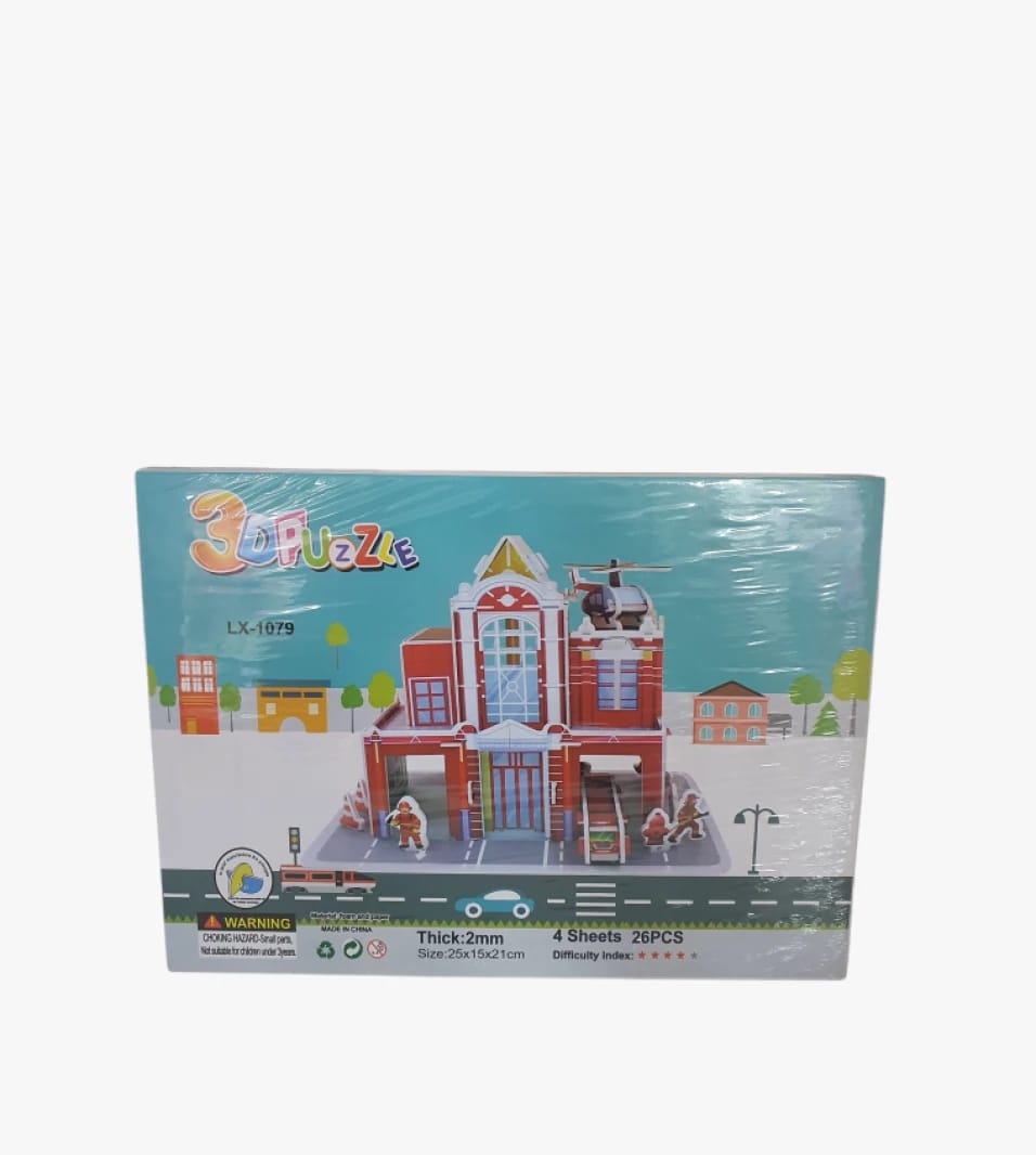 3D Puzzle for Kids Building Fire Station Designed for Educational Decor Enthusiasts