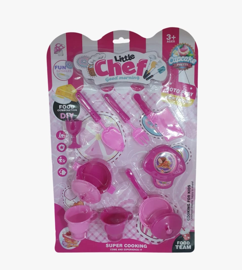 Little Chef Children's Cooking Set with Pink Touch and Playful Design for Ages Three and Up