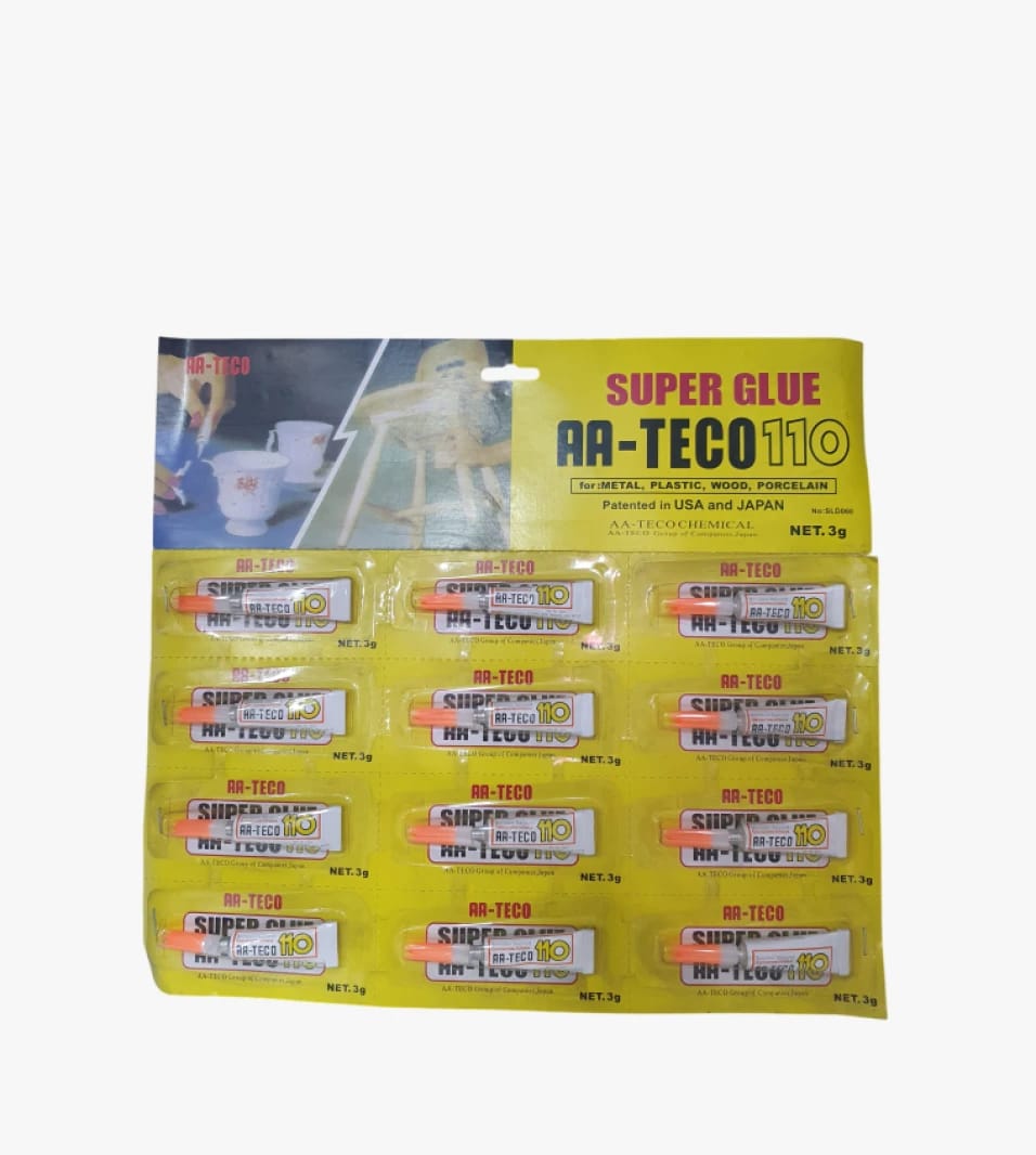لاصق سوبر غراء قوي متعدد الاستخدامات بإصدار AA-TECO 110، مثالي للاستخدام المنزلي والمهني لإصلاح مختلف المواد