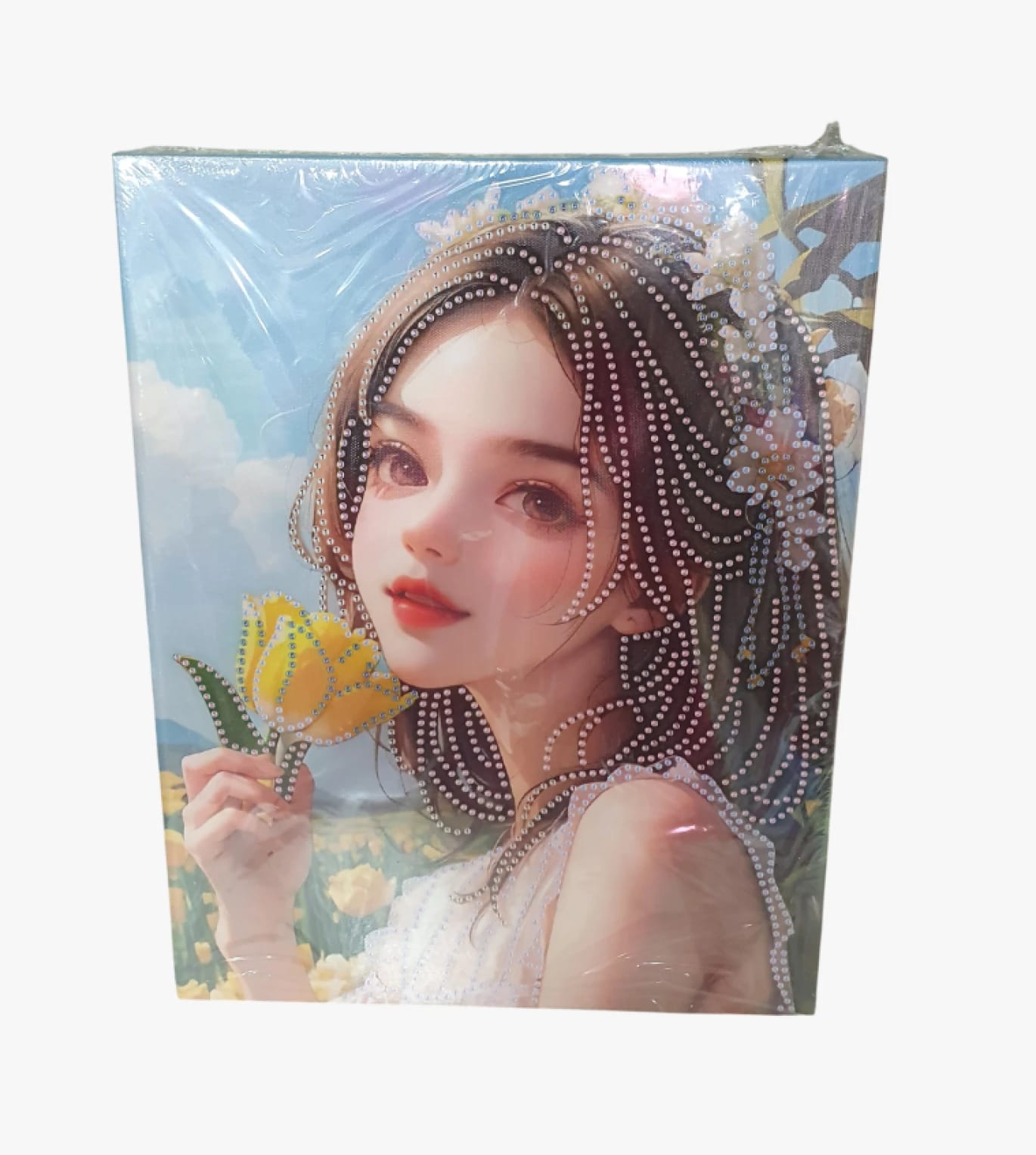 Exquisite Artistic Canvas with Beautiful Girl and Yellow Flower Design for Young Artists and Decor Lovers