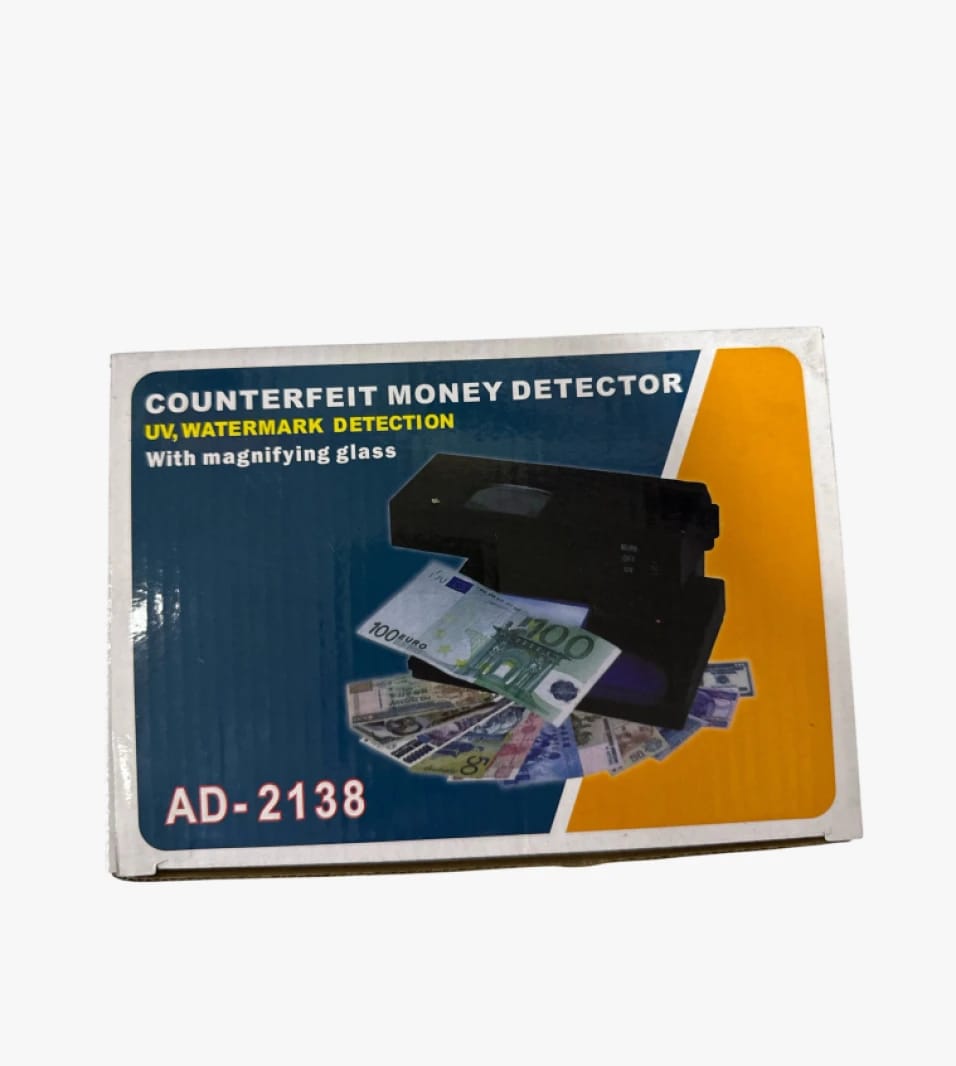 كاشف الأموال المزيف AD-2138 مع عدسة مكبرة للكشف عن التزوير بالأشعة فوق البنفسجية والعلامات المائية للاستخدام المكتبي والمنزلي
