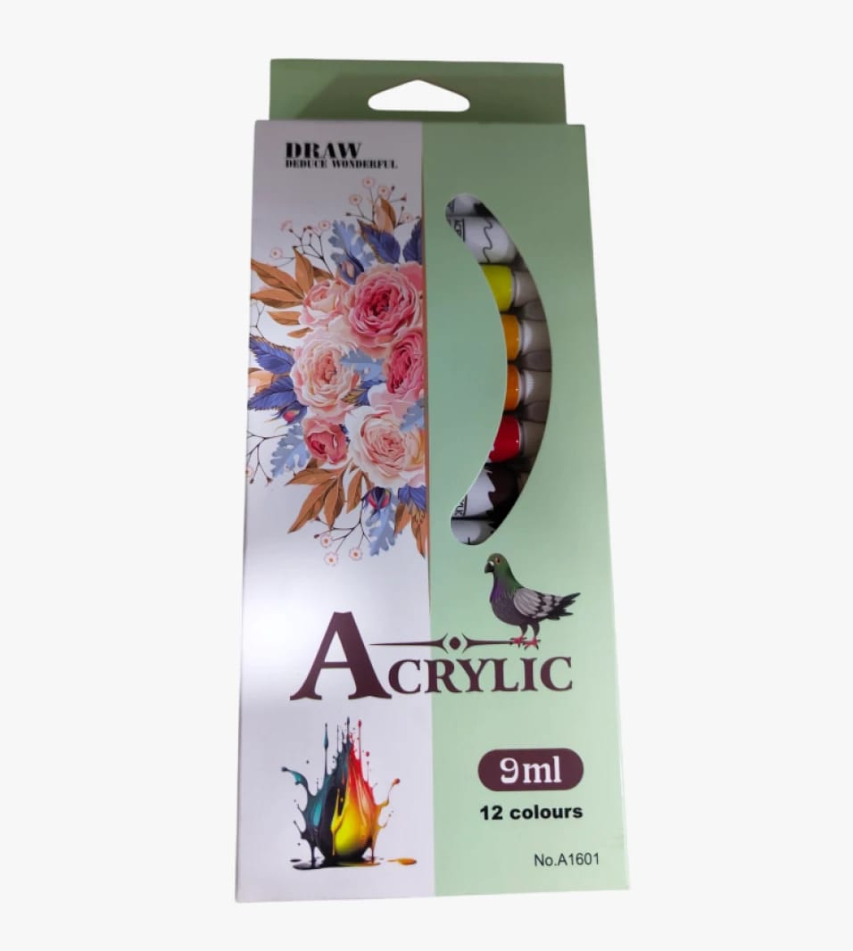 Acrylic Paint Set for Kids and Adults with Elegant Floral Design and Peacock Brand for Creative Coloring