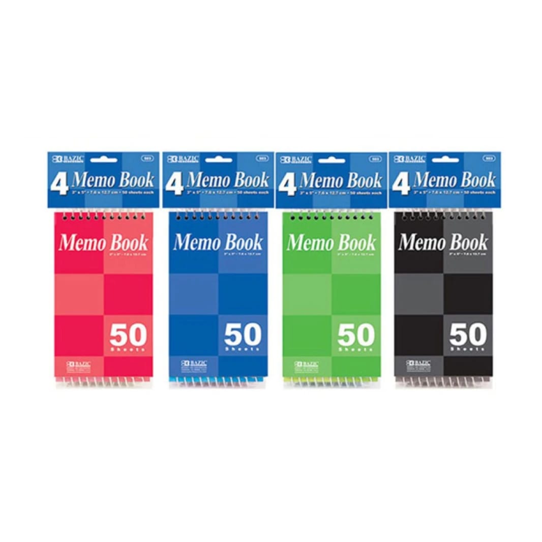 BAZIC 50 Sheets Top Bound Spiral Memo Book