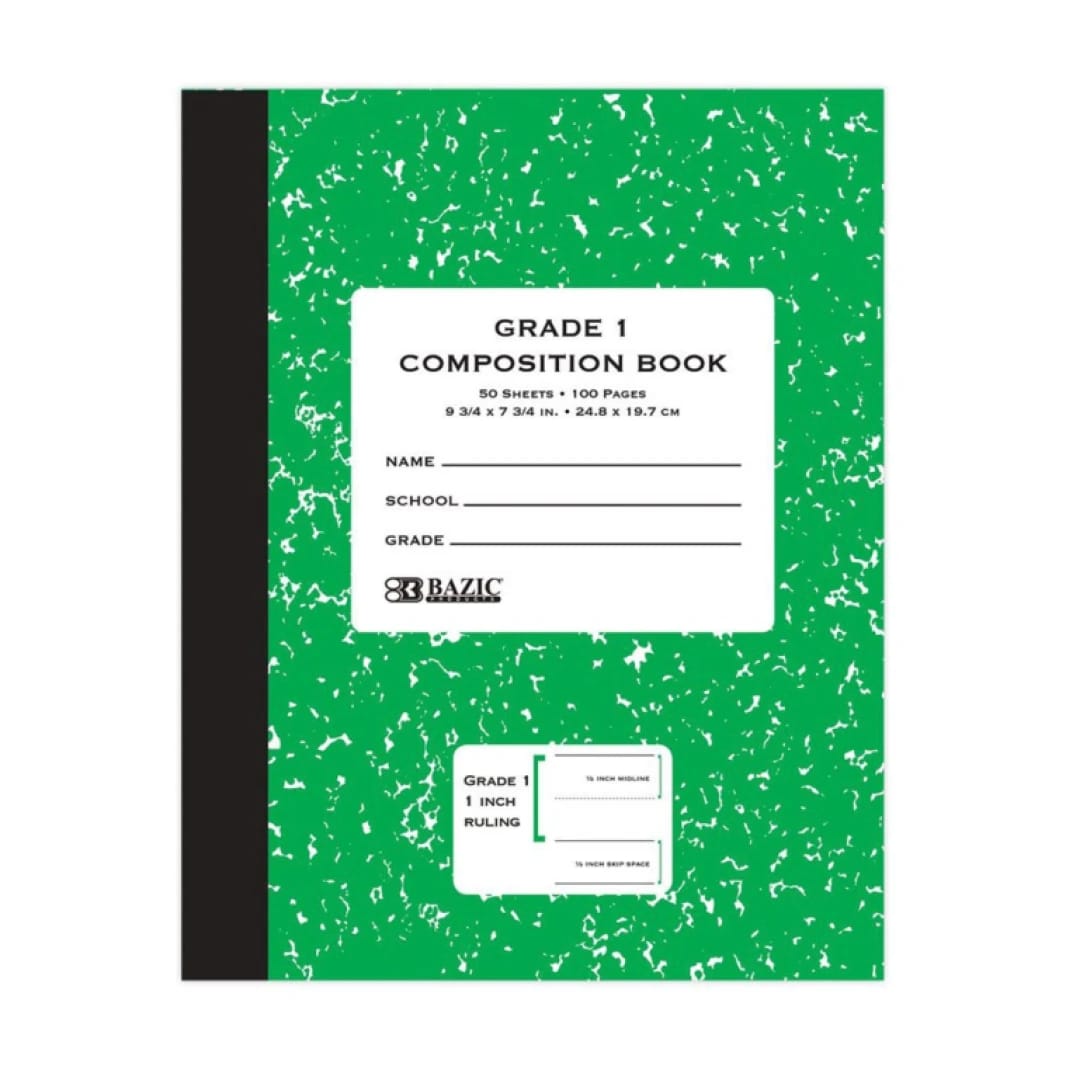 BAZIC 50 Count Grade 1 Primary Composition Book Green