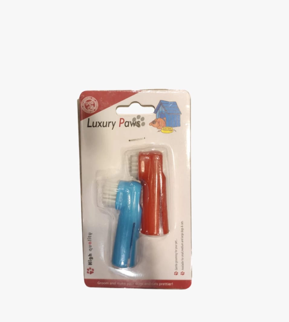 Luxury Paws Finger Toothbrush Set for Dogs and Cats, Two-Piece Set for Comprehensive Oral Care for Beloved Pets.