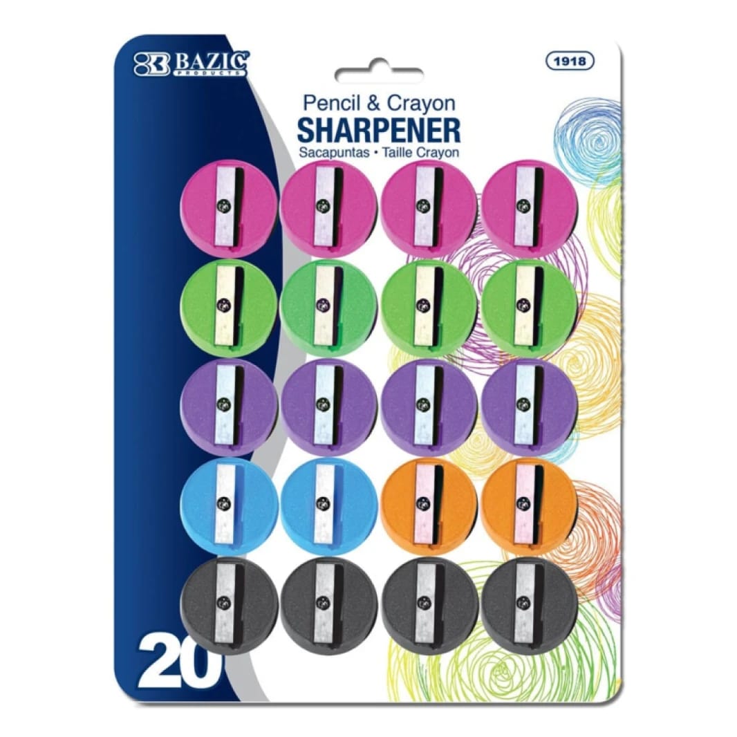 BAZIC Round Pencil Sharpener Set of 20