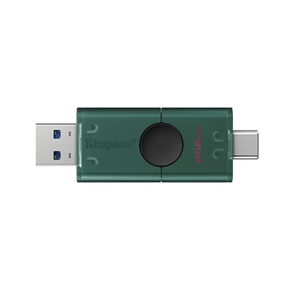 فلاش ميموري DataTraveler® Duo بتصميم غطاء متحرك مزدوج لمنافذ USB-A/C سعة 256 جيجابايت
