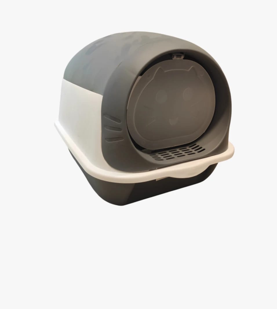 Top Cat Litter Box with Cute Cat Face Design and Top Cover for Modern Pet-Owner Homes