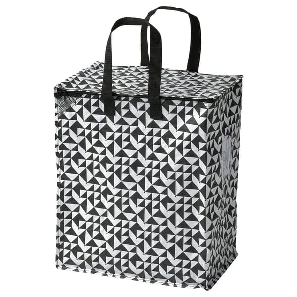 Bag, black/white, 40x25x47 cm/47 l