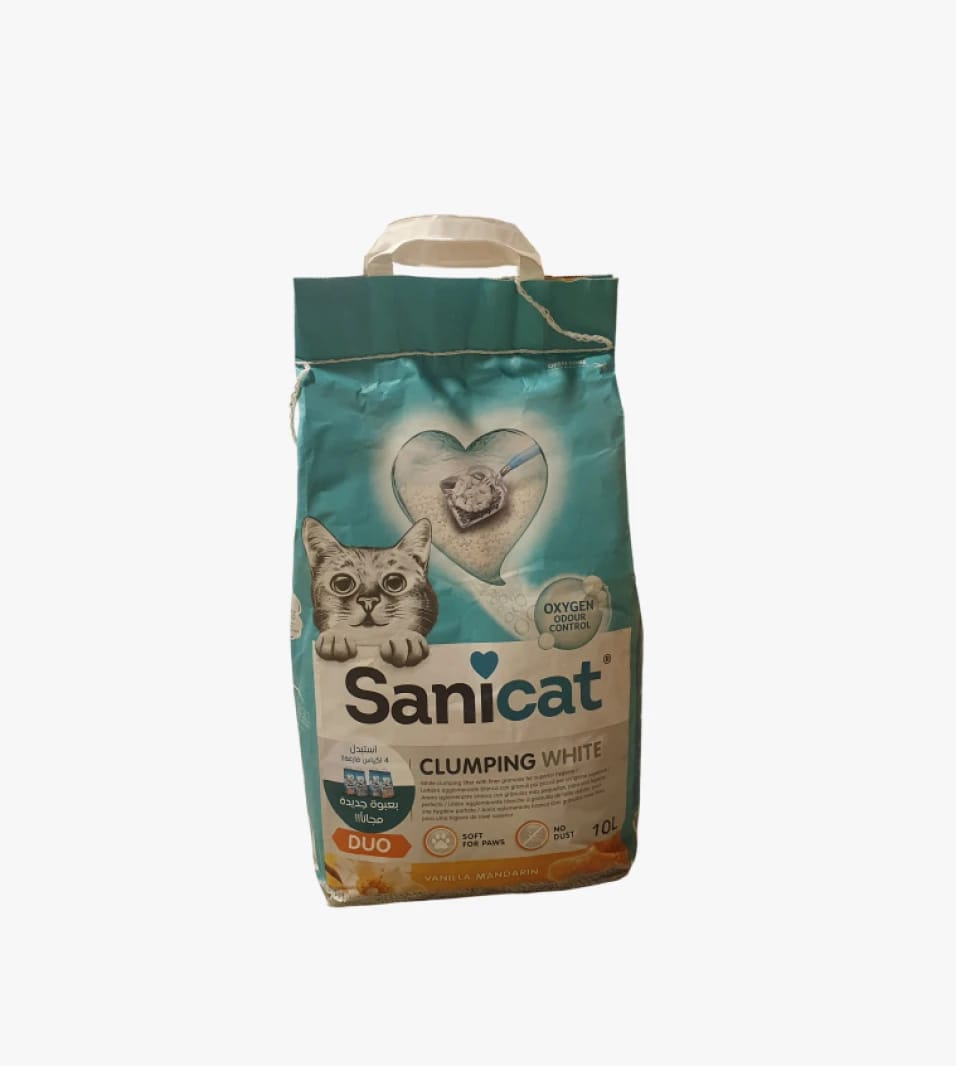 Sanicat Clumping White Duo Vanilla Mandarin for a Better Home and Caring for Cats.
