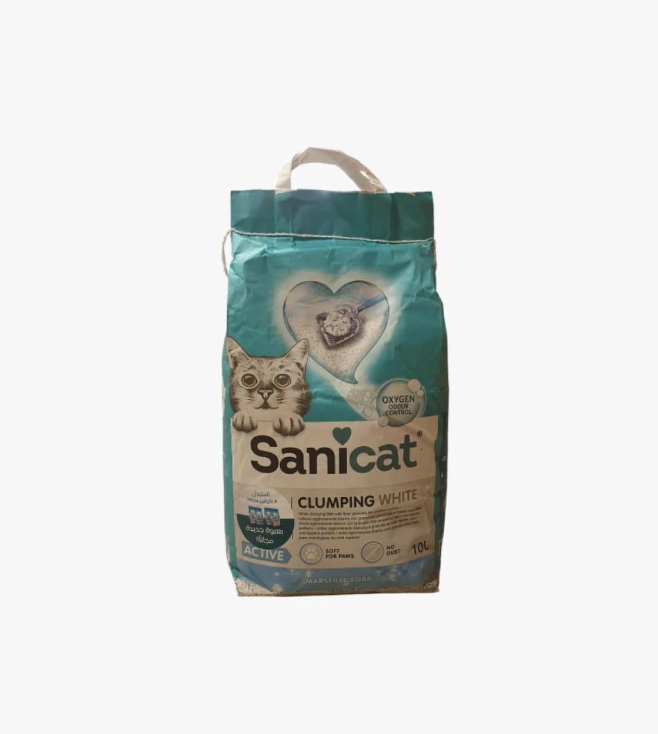 Sanicat Clumping White Active Cat Litter with Odor Control and Ideal Soap Mix for Daily Use