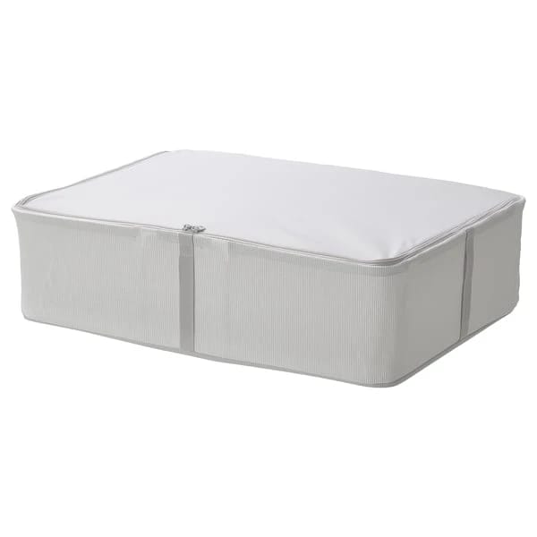 Storage case, fabric striped/white/grey, 69x51x19 cm