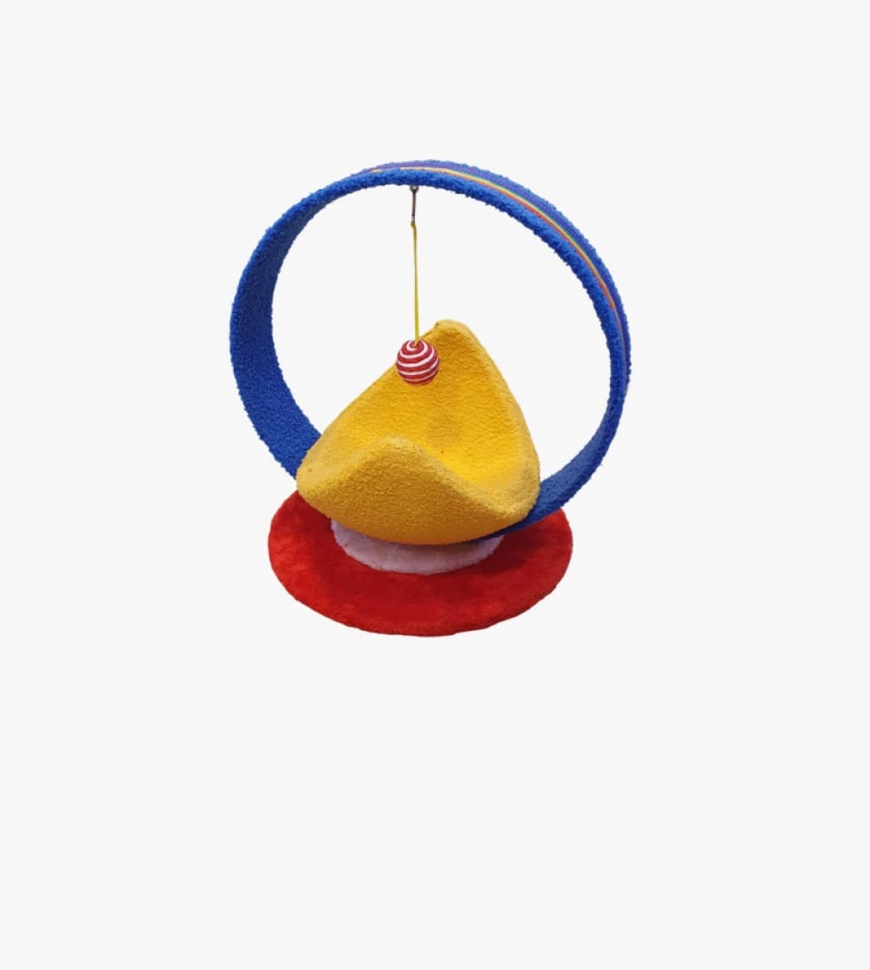 Innovative and Entertaining Cat Toy Artfully Designed with Colorful Circles and a Cozy Cushion for Cat Play and Fun