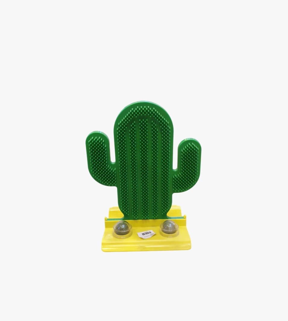 Dog Cleaning Brush in Cactus Design with Yellow Base, Perfect for Daily Grooming and Skin Health Care
