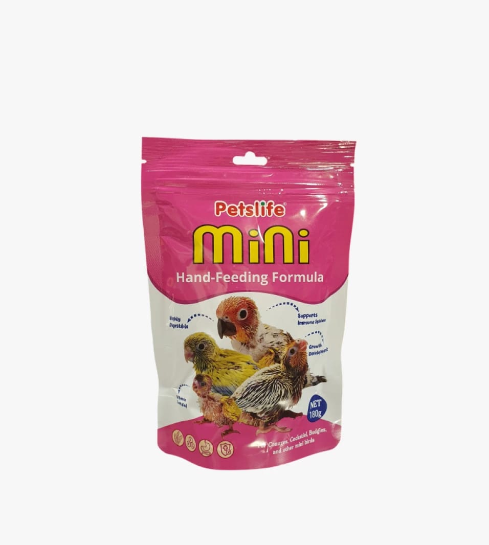 Petslife Mini Hand-Feeding Formula for Small Birds and Baby Parrots Supporting Growth and Development