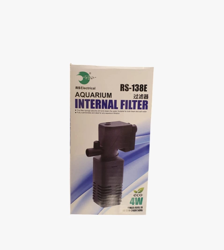 RS Electrical فلتر داخلي لحوض السمك RS-138E، تصميم موفر للطاقة ومناسب للاستخدام مع الأحواض المائية الحديثة.