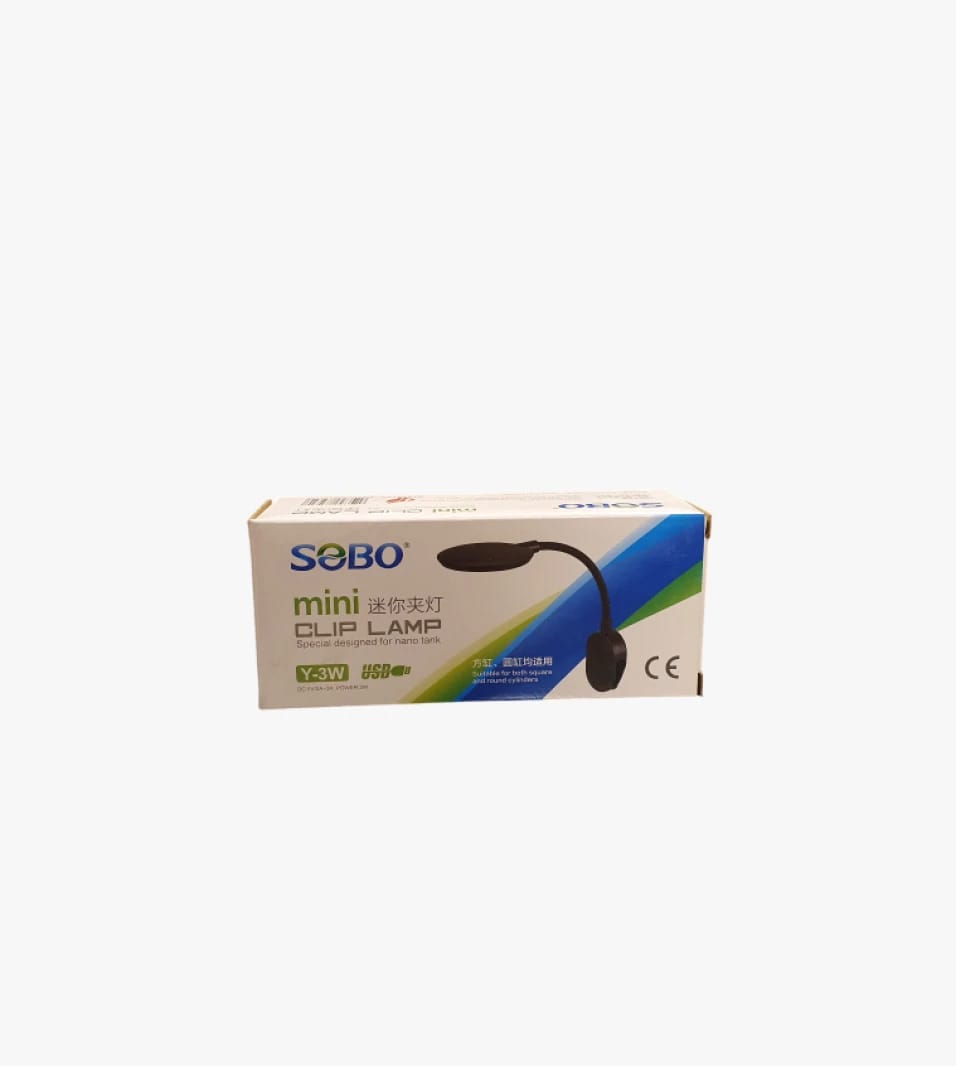 High-Quality SOBO Mini Clip Lamp, Practical Design Targeting Nano Tank Users with USB Port Functionality.