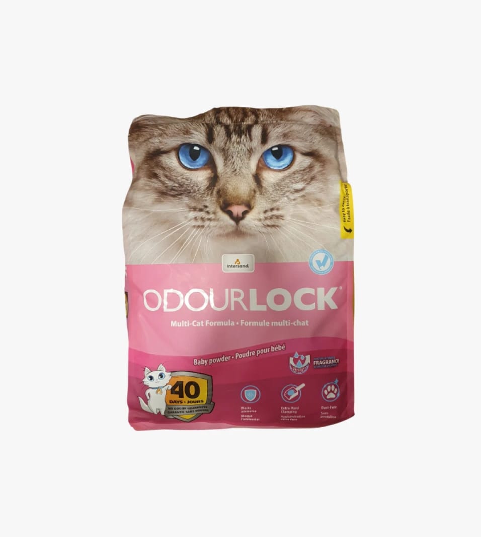 Intersand OdourLock 40 Days Multi-Cat Formula Baby Powder Scent Enhanced Odor Elimination for Cat Owners