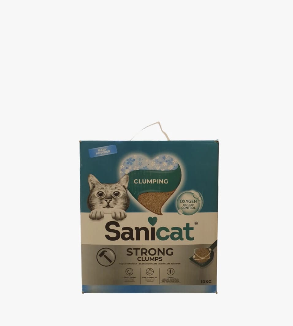 Sanicat Cat Litter Strong Clumps with Baby Powder Scent and Odor Control Using Active Oxygen 10kg