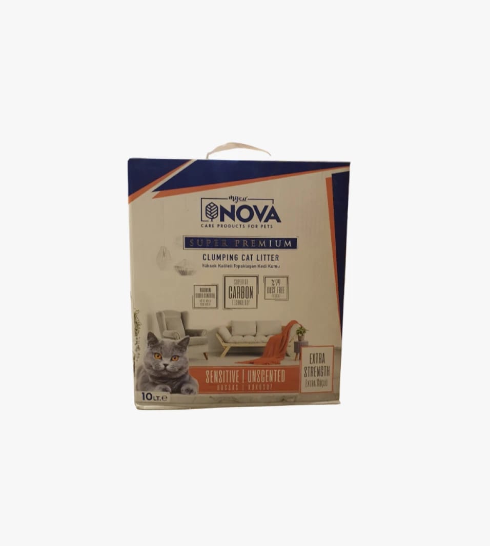 Nova Super Premium Clumping Cat Litter for Sensitive Cats, Unscented, Ensuring Pet Comfort and Clean Furniture
