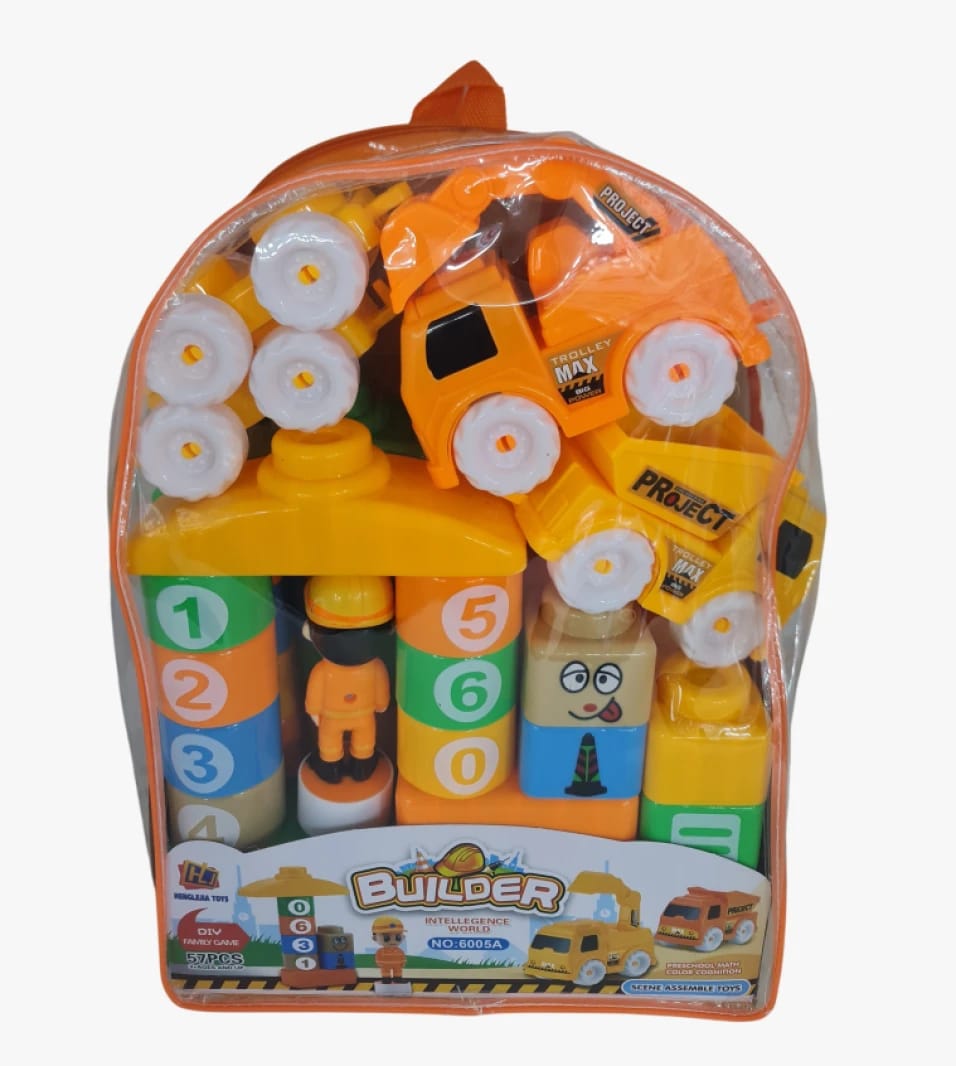 Educational Plastic Toy for Kids Featuring Builder Truck Design with Fun Numbers Set of 57 Pieces from Builder
