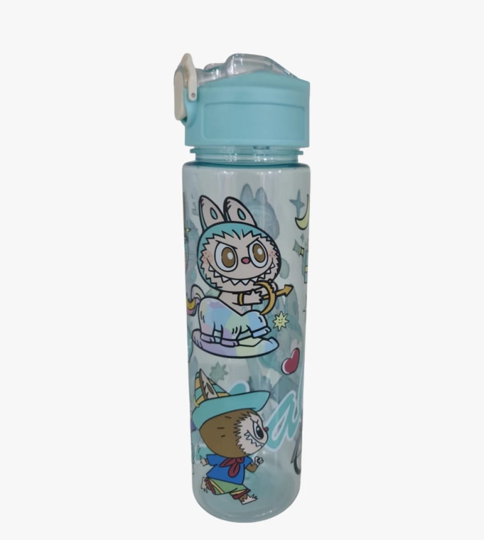 Cute Cartoon Design Water Bottle for Young Kids with Blue Lid and Iconic Characters, Perfect for School and Outings