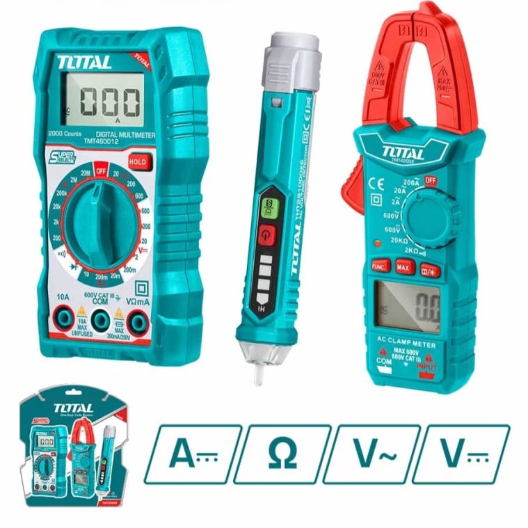 Total Electrical Test Kit (Clamp Meter, Multimeter, Voltage Tester)