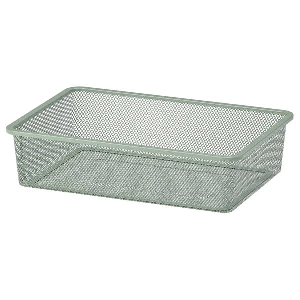 Mesh storage box, light green-grey, 42x30x10 cm