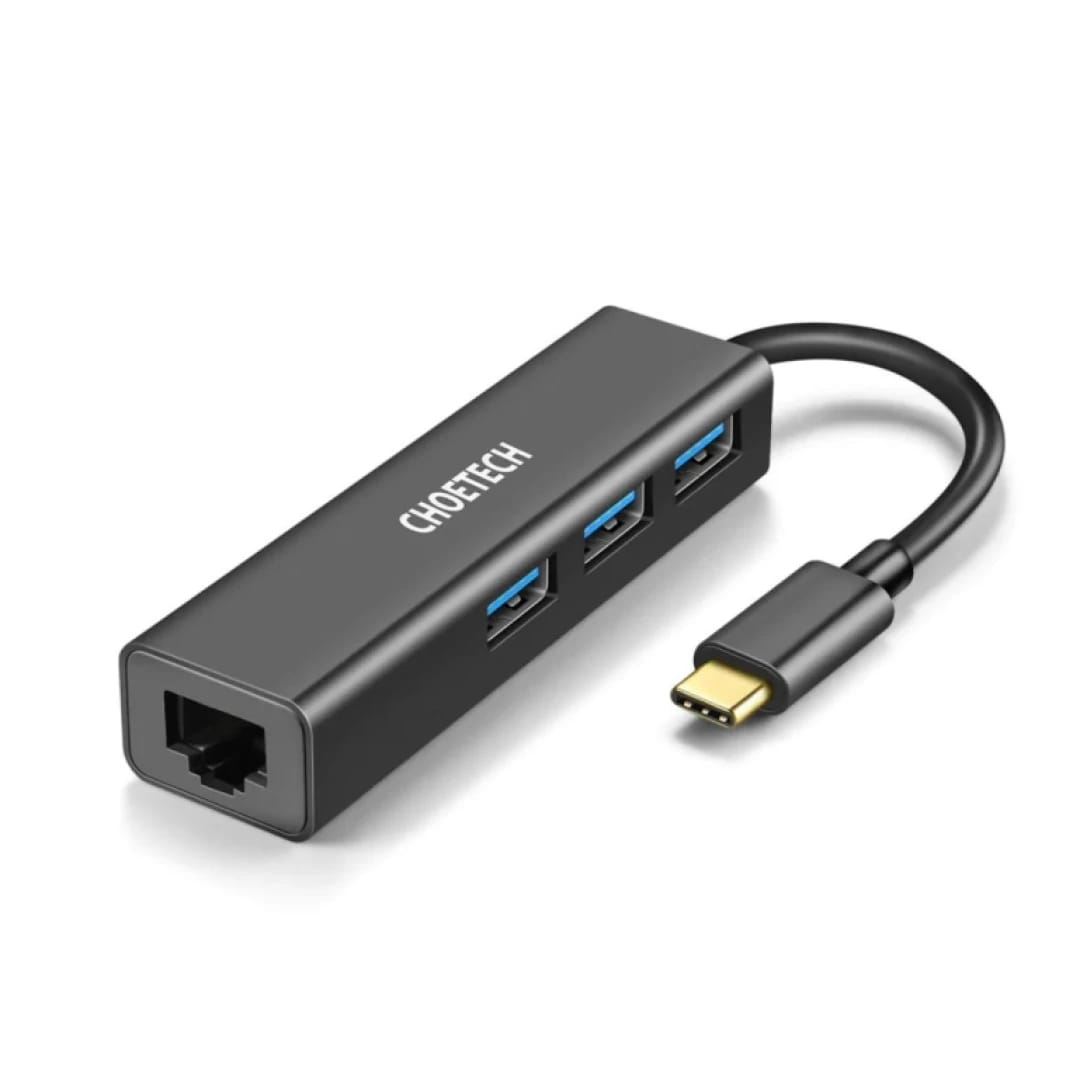 CHOETECH Convertor Type-C To Ethernet Giga + 3*USB| HUB-U02