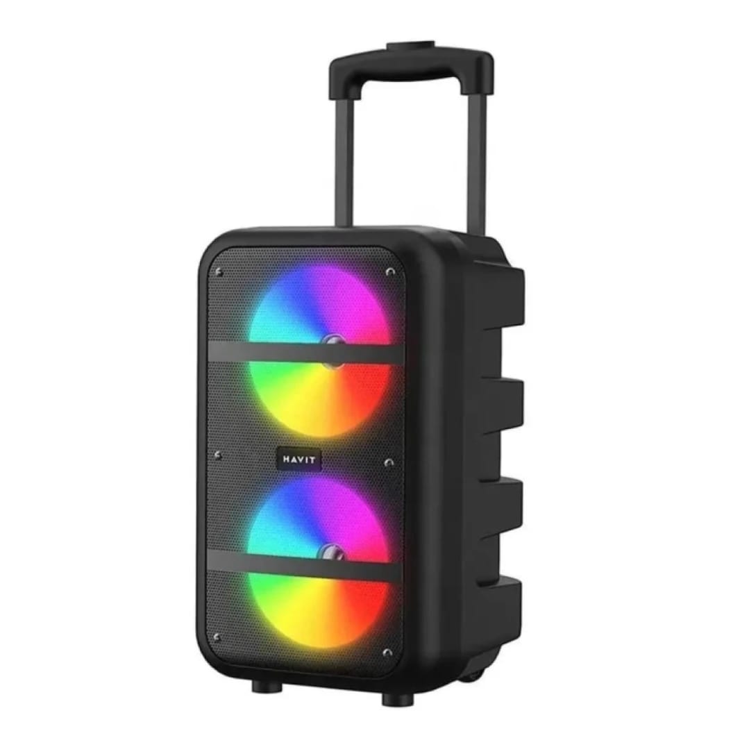 HAVIT SQ116BT Portable Bluetooth Black Trolley Speaker with Microphone
