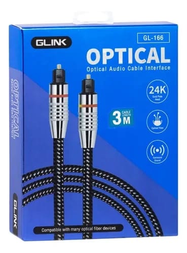 كابل GLINK GL-166 البصري للصوت بتصميم أنيق، مناسب لجميع أجهزة الألياف البصرية، بطول 3 أمتار