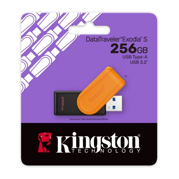 محرك فلاش Kingston DataTraveler Exodia S بسعة 256 جيجابايت USB 3.2 تصميم عصري للأفراد والتخزين السهل