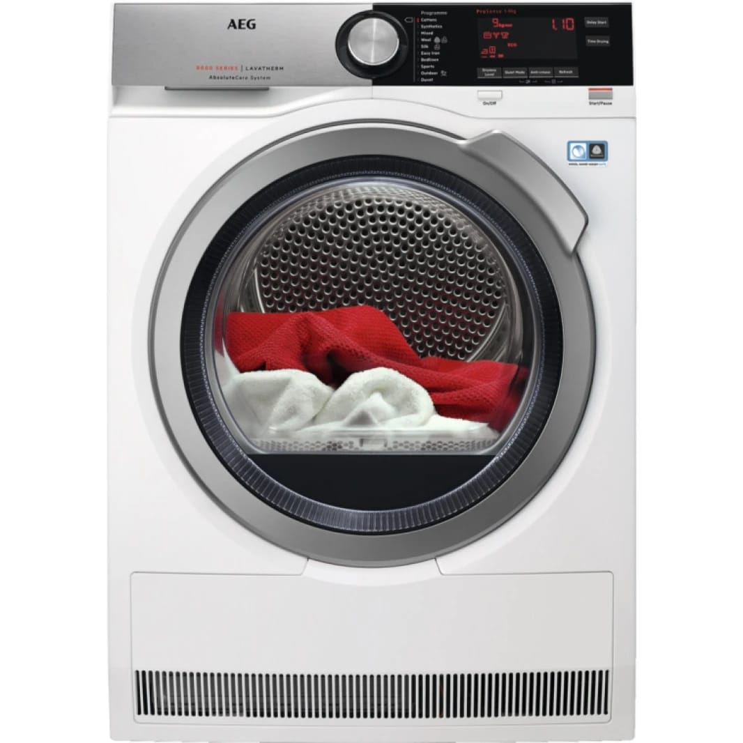 AEG Heat Pump Condenser Dryer A+++, Touch LCD, Soft Drum, 9KG, 7 Programs, White