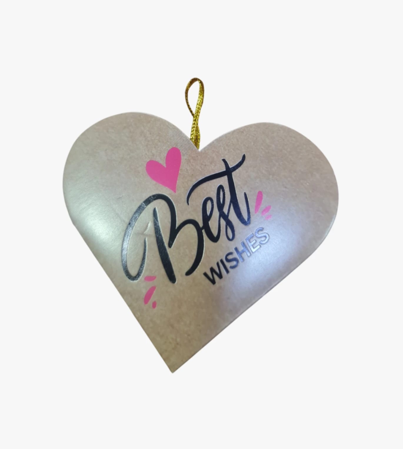 Heart-Shaped Greeting Card with Hanging Banner Featuring Best Wishes Message for Gift and Inspiration Lovers.