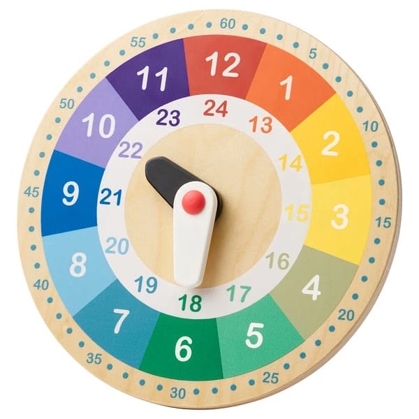 Educational Wooden Clock, Multicolour