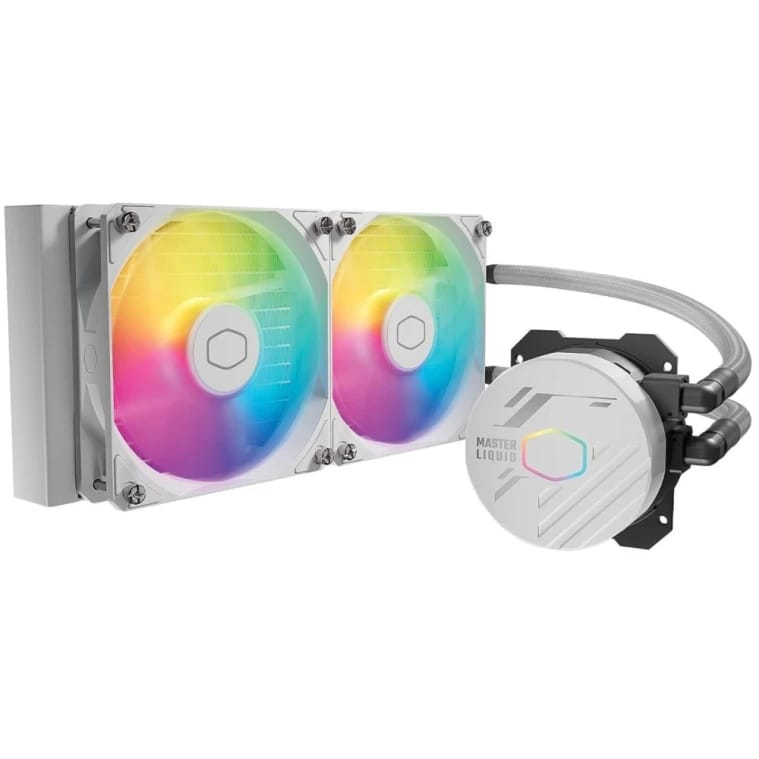 Cooler Master MasterLiquid 240L Core ARGB (White) CPU Liquid Cooler, New Gen S Dual Chamber Pump, 120mm ARGB Fans w/ CryoFuze Performance Thermal Paste