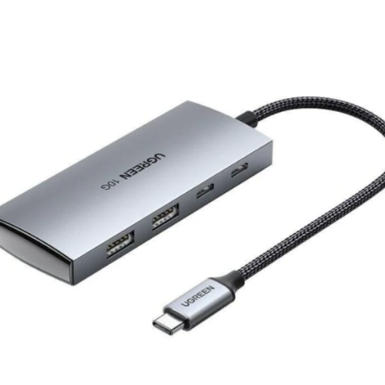 موزع UGREEN CM195/70410 بمنفذ USB-C إلى 3 منافذ USB 3.0-A + منفذ HDMI + قارئ بطاقات TF/SD مع دعم الشحن السريع PD (رمادي فلكي)