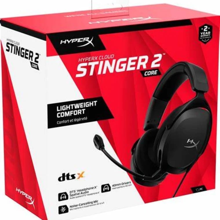HyperX Cloud Stinger 2 Greatness Refined, Lightweight Wired Over Ear Headset with mic, Swivel-to-Mute Function, 50mm Drivers, PC Compatible